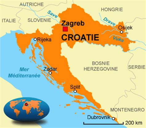 capital croatia map